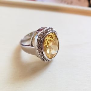 Cetrine oval ring with Swarovski crystals